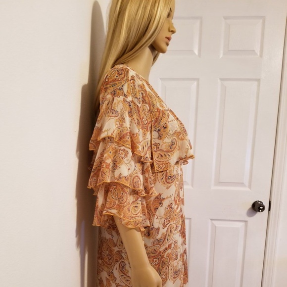 PAISLEY SCARF TIERED BOHO GYPSY DRESS SIZE XS - Picture 6 of 7